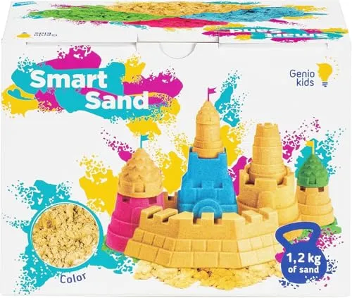 Genio Kids Magic Sand, 1,2 kg Knete Sand, Sandknete für Kinder, Magischer Sand Nachfüllpack, Modelliersand für Mädchen und Jungen (Natural)