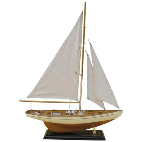 Aubaho Dekoobjekt Segelyacht - Fertig montiertes Modellschiff aus Holz - Deko-Objekte: Exquisite Segelyacht aus hochwertigem Holz, detailreich und sofort einsatzbereit – ein stilvolles Highlight für Ihr Zuhause oder als Geschenk!