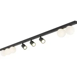 Moderne Deckenleuchte Metall verstellbar Schwarz Weiß GU10 3-flammig - Stilvolle Deckenlampe aus lackiertem Stahl und Glas, ideal für wohnliche Atmosphäre. Flexibel einstellbare Spots ermöglichen individuelle Lichtakzente. Perfekt für Wohnzimmer, Schlafzimmer und Esszimmer.