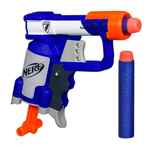 NERF N-Strike Jolt A0707 Mini Blaster von Hasbro - Kompakte Pistole für actionreiche Spiele, inklusive 2 Darts, ideal für Kinder von 8-11 Jahren.