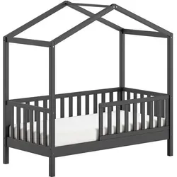 Juniorbett Karie 148x76x151 Kinderbett Massivholz Anthrazit