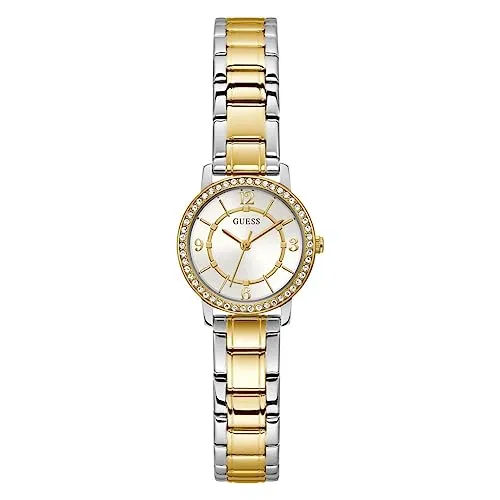 Guess Melody GW0468L4 Damenuhr - Elegante Armbanduhr mit funkelnden Kristallsteinen, Quarzwerk und bicolor Edelstahlarmband – der perfekte Glamour-Effekt für modebewusste Frauen!