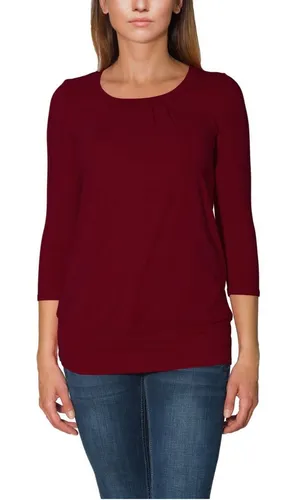 Alkato Damen Longshirt - Viskose Shirt 3/4 Arm in Weinrot XL - Modisches Longshirt aus 94% Viskose für optimalen Tragekomfort, perfekt für lässige Outfits oder besondere Anlässe.