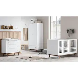 QMM TraumMöbel Babyzimmer, Weiß, Metall, 4 Schubladen, 90x50x195 cm, Kinder- & Jugendzimmer, Jugendmöbel, Komplette Kinder- & Jugendzimmer