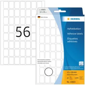 Herma Vielzwecketiketten 10603 Haftetiketten, weiß, 12 x 18 mm, ablösbar, 24 Blatt, 1344 Stück