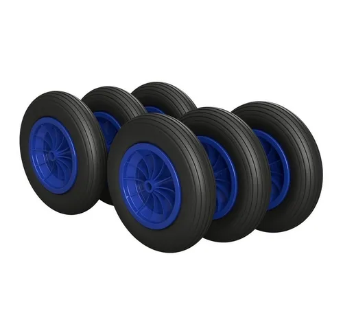 SUPROD Ersatzrad PU Rad Ø 350 mm 3.50-8 Gleitlager Schubkarrenrad Reifen PANNENSICHER (6 St)