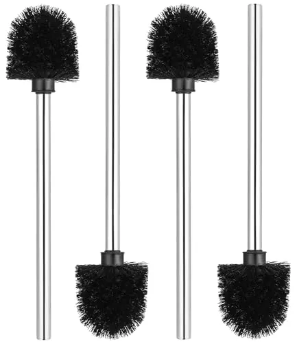 SinLaw 4er Set Klobürsten Schwarz,Toilettenbürste mit 7.5cm Durchmesser,WC-Bürste Toilettenbürste Edelstahlgriff rostfrei mit klobürste ersatzbürstenkopf
