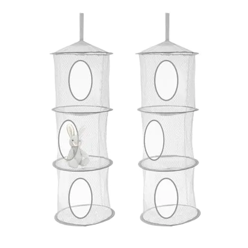 GIDWRIY 2 PCS Aufbewahrungsnetz Hängend,Faltbare Hängeaufbewahrung Kinderzimmer,Organizer Hängende Aufbewahrungstasche,Hängenetz Aufbewahrung Kuscheltier,Hängeregal Camping Hängeorganizer Schrank