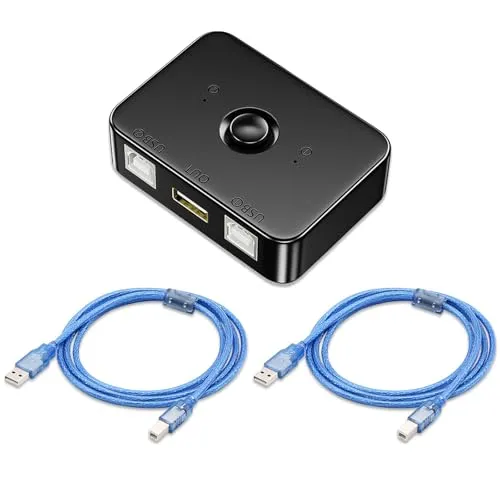 USB 2.0 Switch Printer Sharing Umschalter Adapter 2 USB Port Inklusive 2 * 1,5M mit LED Licht 2 Computer Teilen Sich 1 Drucker Manueller Switcher für PC, Drucker, Scanner