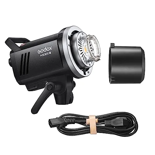 Godox MS300-V, verbessertes 300 W Studioblitzlicht 2,4 G X-System GN58, 0,1–1,8 s, Recyclingzeit, 5600 ± 200 K Blitzlicht mit 10 W LED-Einstelllampe, Bowens-Halterung für Porträt, Mode, Werbung