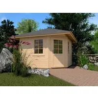 Weka Holz-Gartenhaus Natur Zeltdach Unbehandelt 380 cm - Holz-Gartenhaus mit 8,88 m² Grundfläche und 290 cm Firsthöhe, ideal für Geräte und Möbel. Robuste Konstruktion im Steck-System, überdachte Fläche für zusätzliche Nutzungsmöglichkeiten.