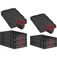 PROREGAL SparSet 5x Eurobox NextGen Color - Aufbewahrungsbehälter mit Deckel, 5 robuste Euroboxen für effizientes Lagern und Transportieren, platzsparend stapelbar und aus recyceltem Material.