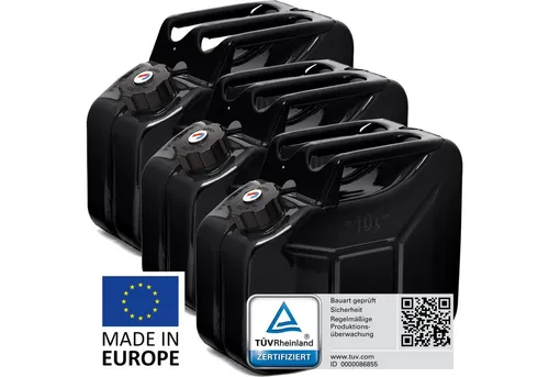 BW® Benzinkanister Metall 10 Liter mit Schraubverschluss - TÜV-geprüft - Robuster 10L Kraftstoffkanister aus 0,9mm Stahl, ideal für Benzin, Diesel und mehr. Sicherer Schraubverschluss mit Magnet für einfache Handhabung. Perfekt für lange Fahrten oder professionelle Einsätze.