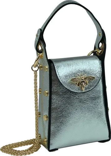 Toscanto Umhängetasche silbergrau metallic - Stilvolle Damen Umhängetasche aus hochwertigem Leder in silbergrau metallic. Klein und handlich, ideal für den täglichen Gebrauch. Italienische Handarbeit mit feiner Kalbsleder-Oberfläche.