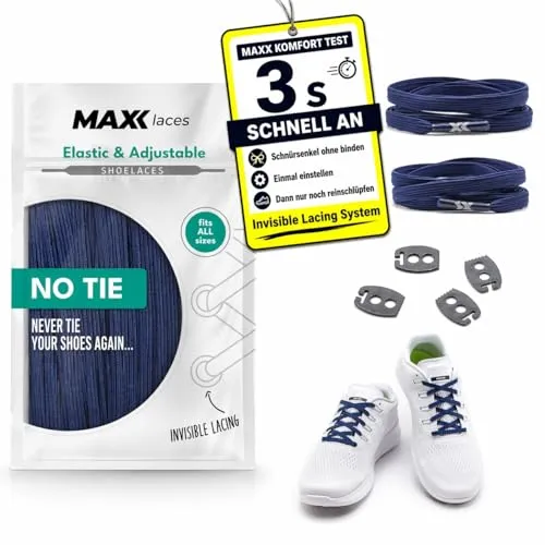 MAXX laces – Flache elastische Schnürsenkel ohne Binden mit Invisible Lacing System – Flexible Gummischnürsenkel für Alltag, Sport, Kinder, Senioren – Einstellbar & haltbar, 30+ Farben