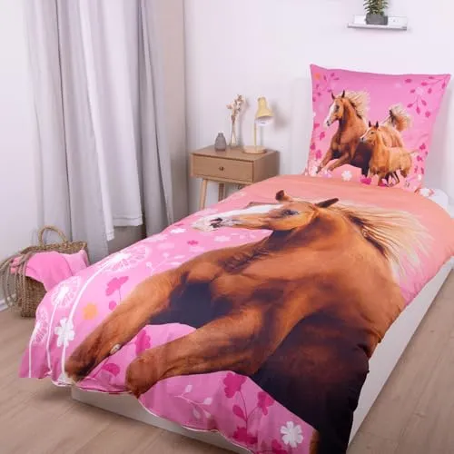 MATT & ROSE Pferde Bettwäsche Set in pink von MATT & ROSE