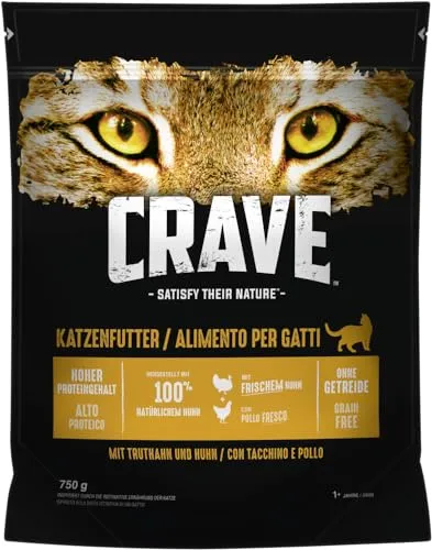 Crave Adult Katzenfutter mit Truthahn und Huhn 750 g