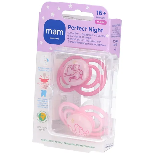 MAM Perfect Night Silikonschnuller 16+ Monate, pink/rosa