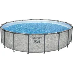 Bestway Steel Pro MAXTM Solo Pool Ø 549 x 122 cm - Swimmingpool in eleganter Steinwand-Optik (Cremegrau), großzügige Maße für die ganze Familie und individuelle Anpassung ohne Zubehör.