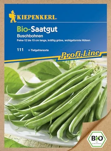 Kiepenkerl Profi-Line BIO Buschbohnensamen, 111 - Feine 12 bis 13 cm lange, kräftig grüne, wohlgeformte Hülsen - Bohnen, Gemüsesamen, Saatgut