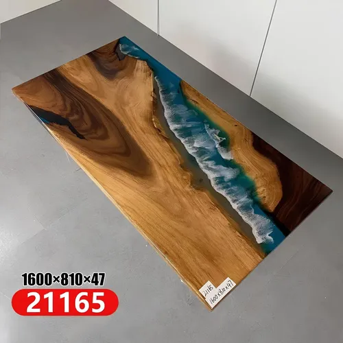 Esstisch River Table Massiv 160x81 – Einzigartiger Flusstisch aus Epoxidharz - Eleganter Esstisch aus massivem Holz mit einzigartigem Design. Ideal für bis zu 6 Personen im modernen Esszimmer. Maße: 160x81x75 cm, perfekt für gesellige Abende.