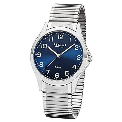 Regent Herren Analog Uhr mit Edelstahl Armband 11310062 - Elegante Herren Armbanduhr mit robustem Edelstahlzugband, leuchtenden Zeigern und 5 Bar Wasserdichtigkeit – ideal für den täglichen Gebrauch.