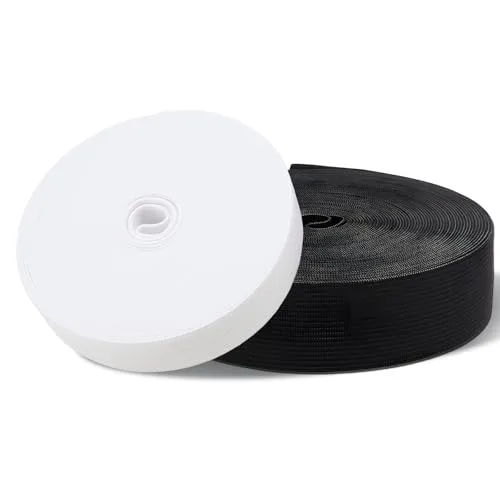 kaiyaya Breites Gummiband 30mm x 10m 2 Stück Hosengummi Gummiband Schwarz Weiß Gummibands Nähen Gummizugband zum Nähen Gummibund 3cm Breit Gummilitze für Hosengummi Haushalt DIY Handwerk Stoffe