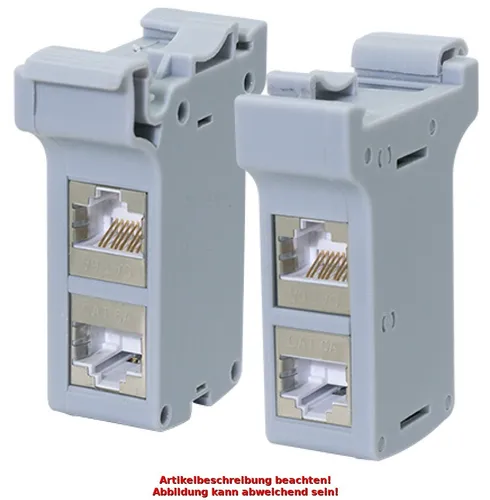 LogiLink Hutschienen-Adapter mit 2 Kat.6A Inline-Kupplungen