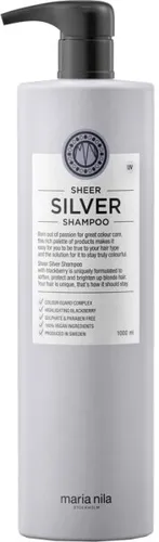 Maria Nila Sheer Silver Shampoo 1000 ml - Shampoos, für strahlendes, silbernes Haar und neutralisiert unerwünschte Gelbtöne, vegan und tierversuchsfrei.