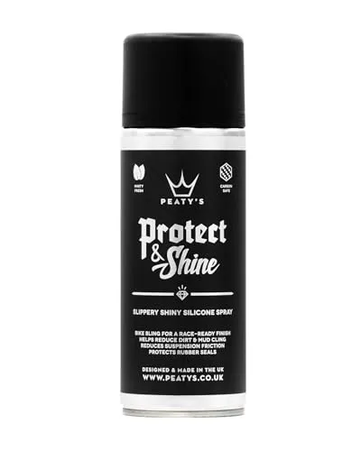Peaty's Protect & Shine Spray - Silikonspray für Fahrradpflege - Fahrrad-Pflegemittel: Reduziert Federungsreibung und Schmutzanhaftung, sorgt für ein glänzendes Finish und schützt Gummidichtungen – für ein rennbereites Fahrrad!