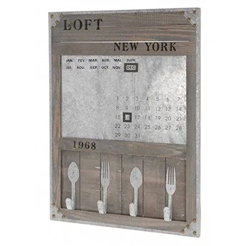 quantio Nostalgisches Memoboard 'New York 1968' - Board mit Kalender - 4 Haken - Magnettafel - Tafel - Wandtafel