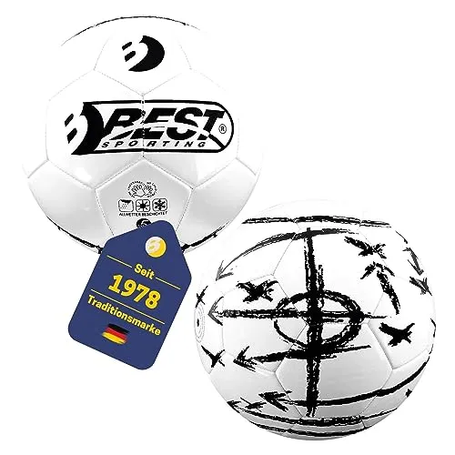 BEST SPORTING Fußball Taktik I Fussball mit klassischem Design I hochwertiger Ball I Fußball Kinder in Größe 5 I weißer Fussball Kinder I strapazierfähiger Trainingsball