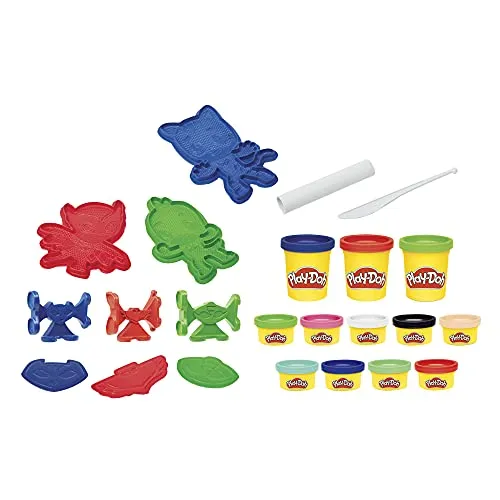 Play-Doh PJ Masks Helden-Knetset, kreatives Spielzeug für Kinder ab 3 Jahren mit 12 Dosen Spielknete