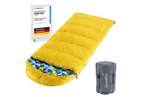 Skandika Dundee Junior Kinderschlafsack - Schlafsäcke für Kinder, kuschelig weich mit Baumwollflanell-Innenfutter und wasserabweisendem Außenmaterial. Ideal für Camping und Übernachtungspartys, Komfortbereich von 10 bis 3°C.