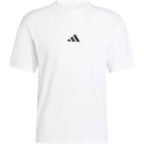 adidas Sportswear T-Shirt M SL SJ T - Sportlich in Weiß/Schwarz - Rundhalsshirt aus 100% Baumwolle, ideal für Laufen, mit bequemem REGULAR Fit und pflegeleicht in der Maschinenwäsche.