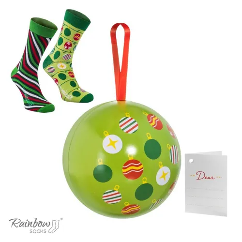 Weihnachtssocken in einer Christbaumkugel (EU 36-40) von Rainbow Socks