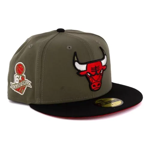 New Era Cap 59FIFTY Herren Basecap NBA Limited Edition (Chicago Bulls, Oliv/schwarz, 7 5/8)
