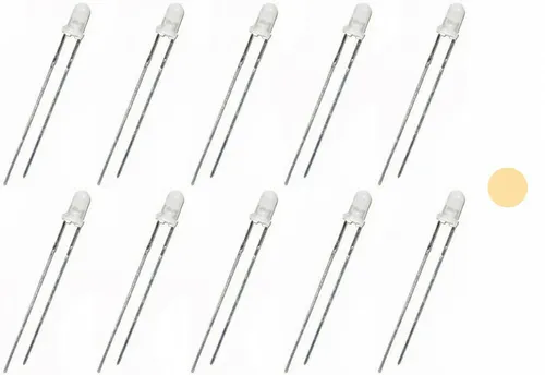 10x LED 3 mm warmweiß mit integriertem Widerstand für 5-24 V Ersatzteil Zubehör