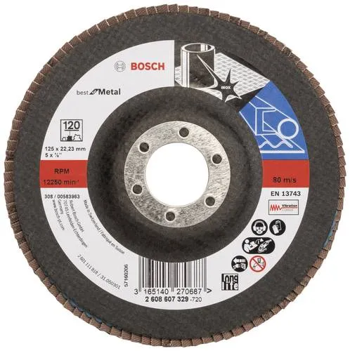 Bosch Accessories 2608607329 X571 Fächerschleifscheibe Durchmesser 125 mm Bohrungs-Ø 22.33 mm Stahl 1 St.
