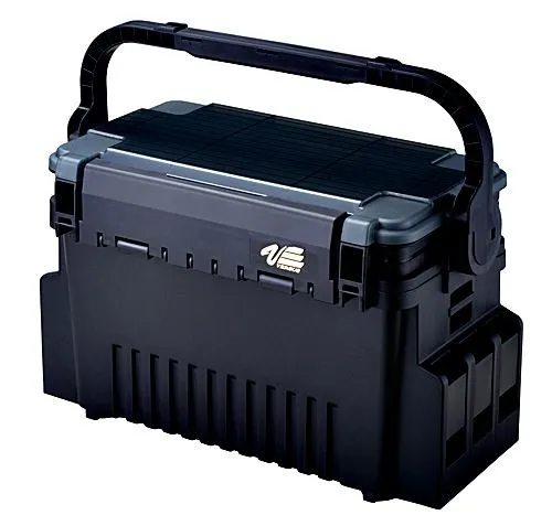 Meiho VS-7070 Tacklebox schwarz 35,6x18,6x21cm - Angelbox für Kunstköder & Zubehör, extrem robust und vielseitig einsetzbar, ideal für Raubfischangeln und Forellenangeln, mit abstützbarem Deckel als Tisch.