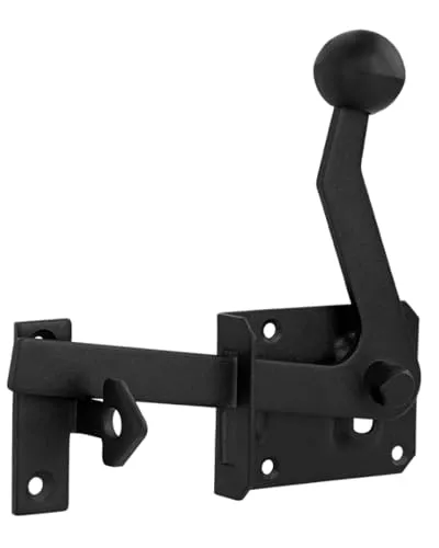 Gedotec Gartentorfalle Stahl schwarz | BLACK BOLT | 1 Stück Tor-Verschluss mit Klink-Haken | Länge: 160 mm | Torverriegelung beidseitig verwendbar | Türschließer zum Schrauben | Türschloss