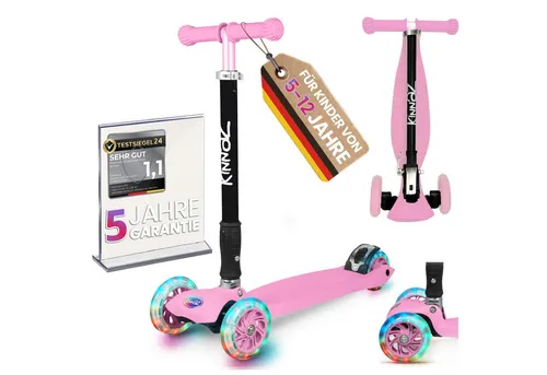 KINNAZ Dreiradscooter Kinderroller ab 5 Jahre in pink von KINNAZ