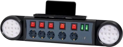 Northpoint Steckdosenleiste mit Lichtauslass und USB-Anschlüssen
