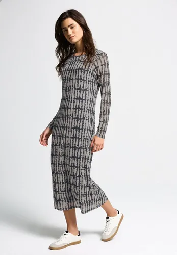 Street One Studio Damen Gemustertes Mesh-Kleid - Freizeitkleid für Damen mit Rundhalsausschnitt und langem Arm, aus leichtem Mesh mit grafischem Muster – perfekt für lässige Anlässe!