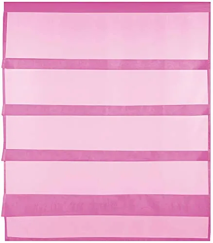 Transparente Bistrogardine Raffoptik mit Stangendurchzug in Voile, schlicht und modern in vielen erhältlich (100 x 110 cm/pink - Fuchsia)