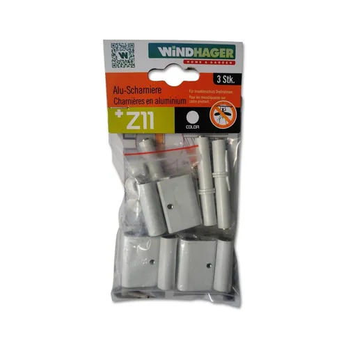 Windhager Alu-Scharniere Z11 03554 weiß – stufenlos, 3er Tür/Fenster