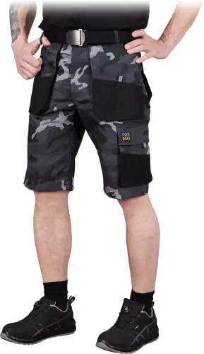 REIS FORECO-TS BJS Arbeitsshorts für Herren | Cargo-Shorts | Sicherheitsshorts | Arbeitsshorts | Garten-Shorts | Camouflage-Schwarz | Größe: S