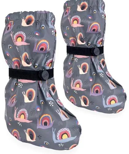 HECKBO Baby Regenfüßlinge Schnecke mit Vlies – wasserdichte Schuhüberzieher 18–24 Monate – Überzieher für Regen, Matsch und kalten Baby Winter