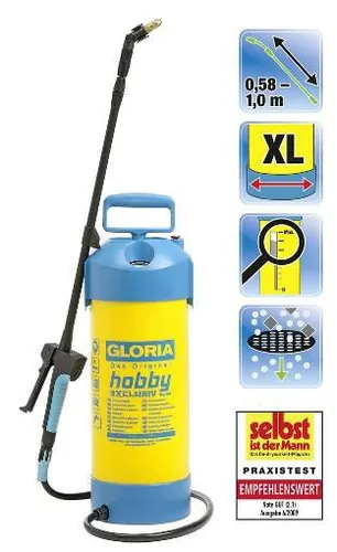 Gloria Drucksprühgerät Hobby Exclusiv - Sprühgerät für Pflanzenschutz, ideal für präzises Gießen und Düngen, mit 5 Litern Fassungsvermögen - perfekt für Hobbygärtner.