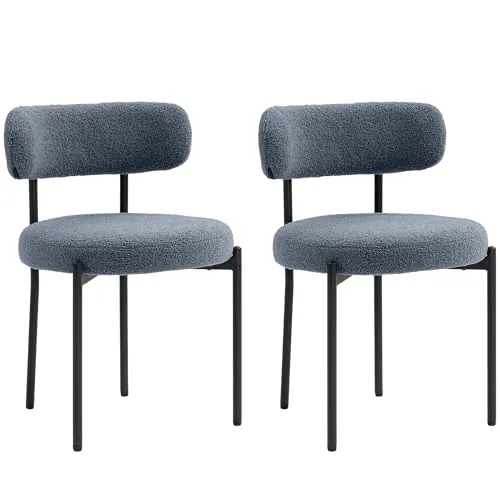 HOMCOM Esszimmerstühle 2er Set mit Fleeceoptik